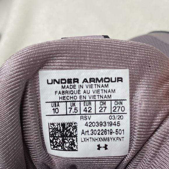 Under Armour Charged Aurora Purple Cross Trainer Sneaker - Picture 6 of 7